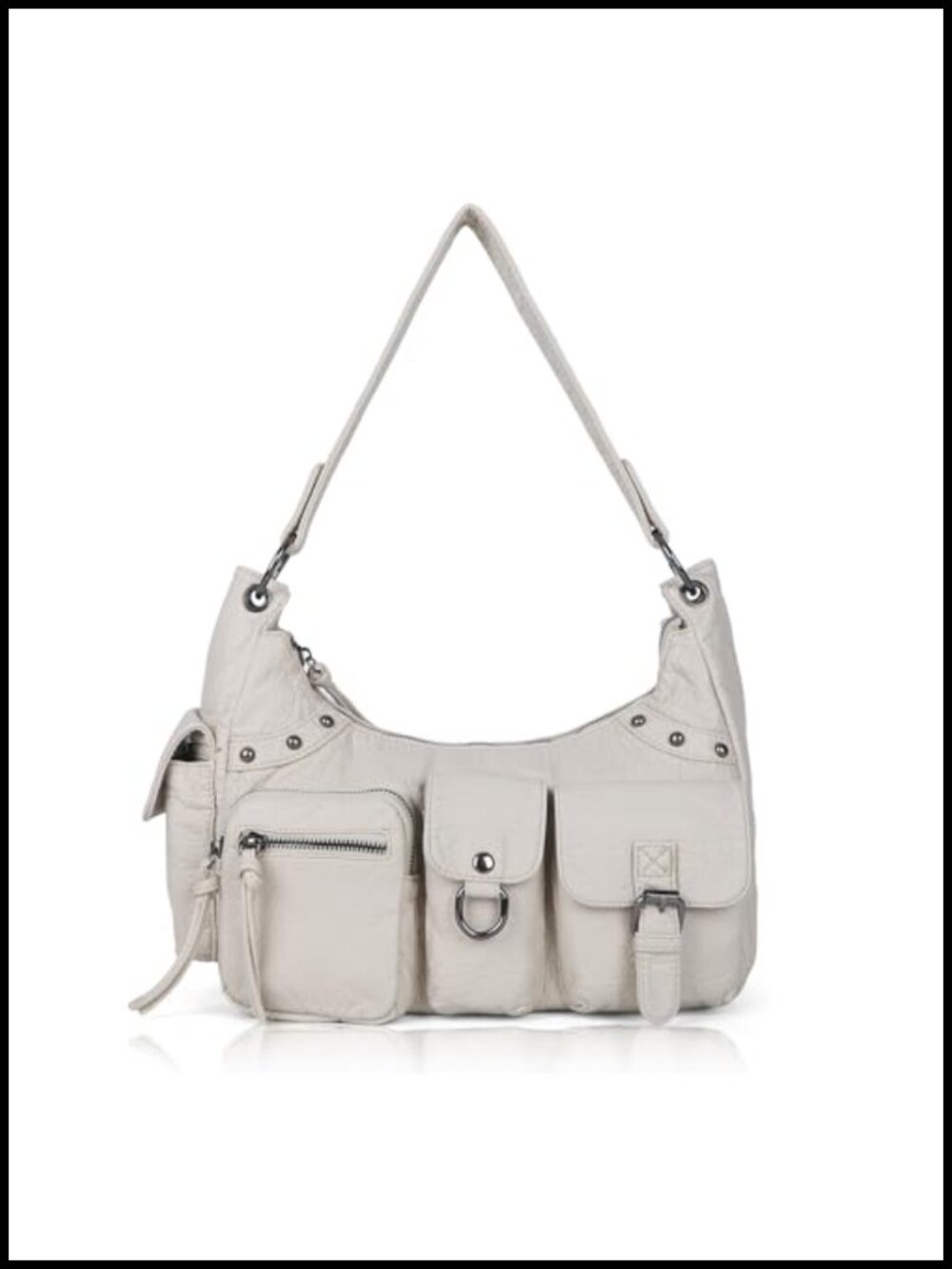 Hobo Bag for Women Soft Vegan Leather Multi-Pocket Shoulder Tote Crossbody